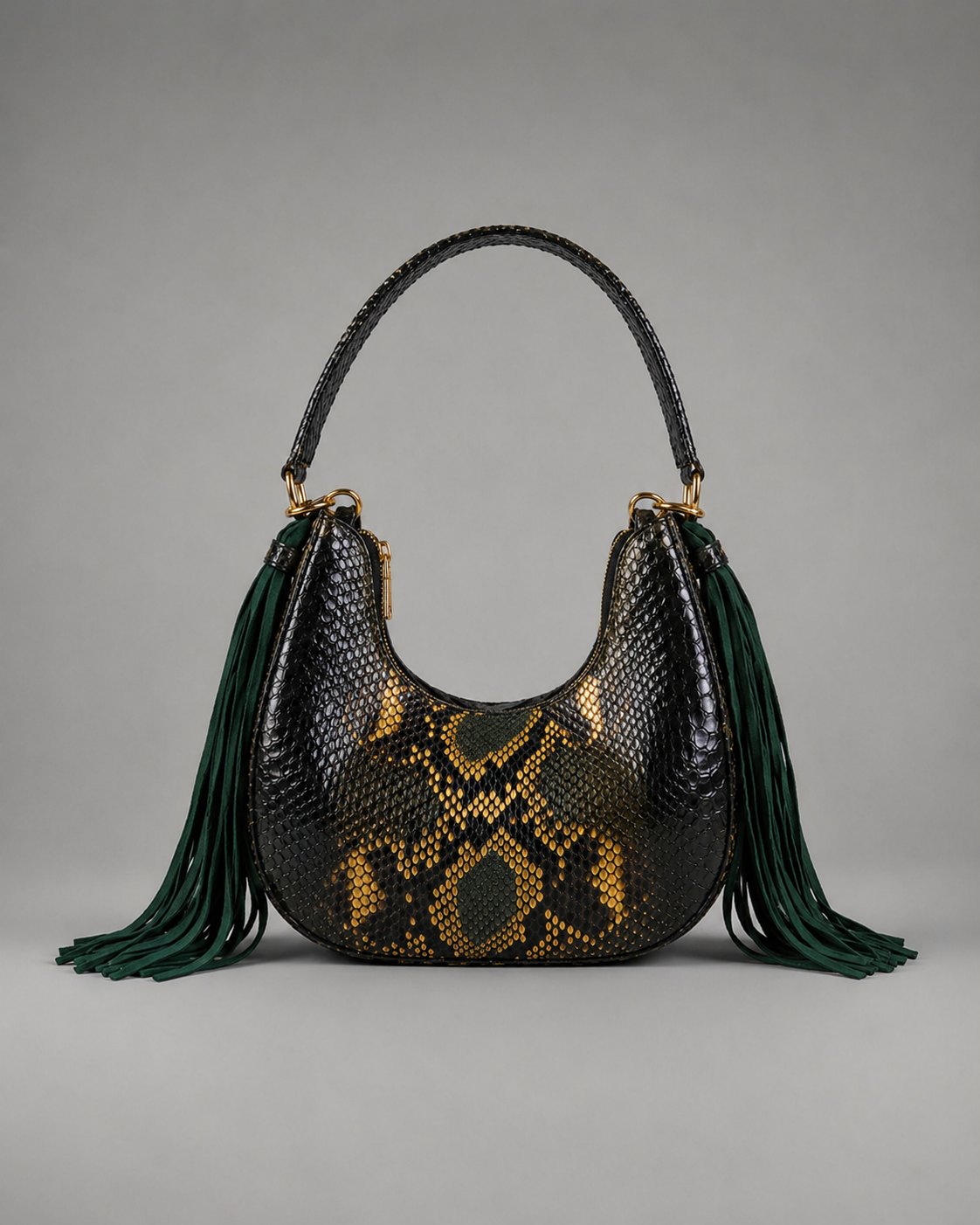 The Fofana Bag with green tassels