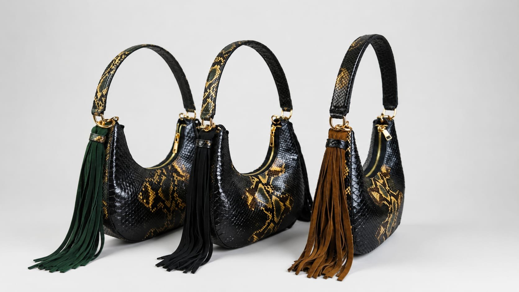 The Fofana Bag — three tassel colors